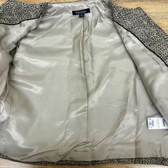 Brooks Brothers Woven in Italy Silver/Black/Grey Wool Tweed Blazer Size 10 - Picture 3 of 11